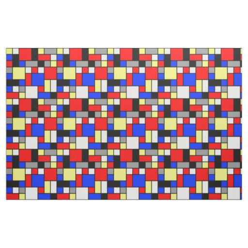 Neo Plasticism Blue Red Yellow White Grey Blocks Fabric