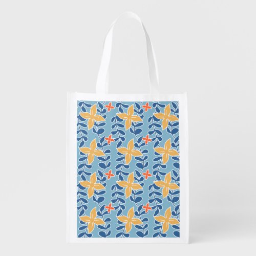 Neo Retro Floral Colorful Motifs Grocery Bag