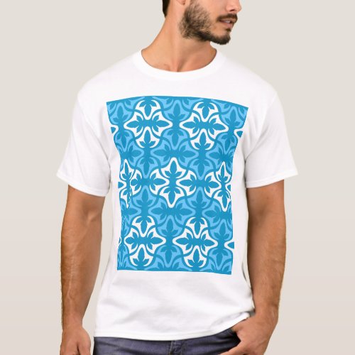 Neo Retro Floral Ethnic Blue Sanur Motifs T_Shirt