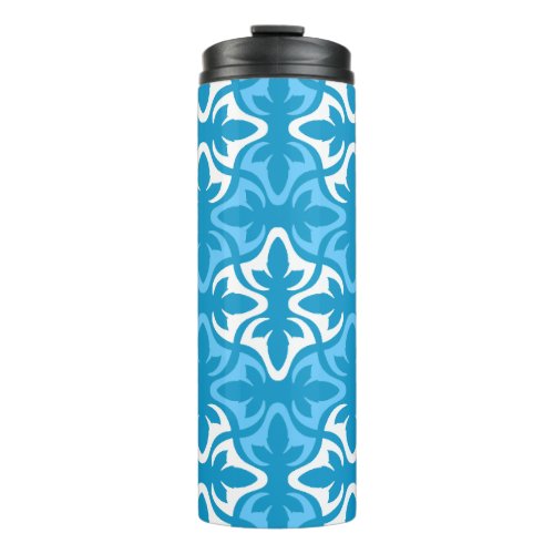 Neo Retro Floral Ethnic Blue Sanur Motifs Thermal Tumbler