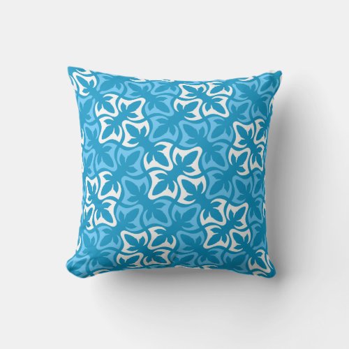 Neo Retro Floral Ethnic Blue Sanur Motifs Throw Pillow