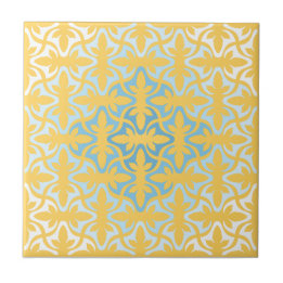 Neo Retro Gold Floral Ethnic Sanur Motifs Ceramic Tile