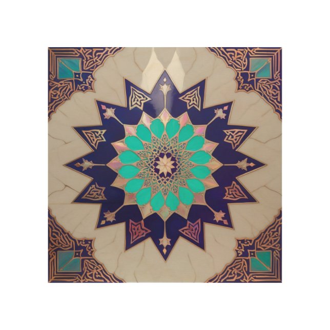 Neo-Traditional Moroccan Zellige Wood Wall Art (Front)