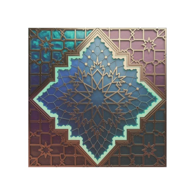 Neo-Traditional Moroccan Zellige Wood Wall Art (Front)