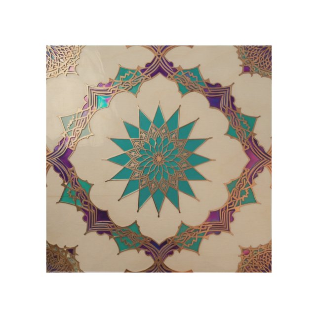 Neo-Traditional Moroccan Zellige Wood Wall Art (Front)