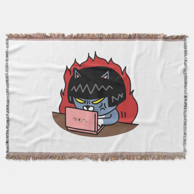 Neo typing furiously throw blanket (Front)