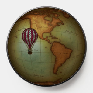 Neo-Victorian Aeronauts Western Hemisphere Map PopSocket