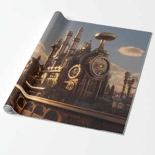 Neo-Victorian Steampunk Power Plant Wrapping Paper