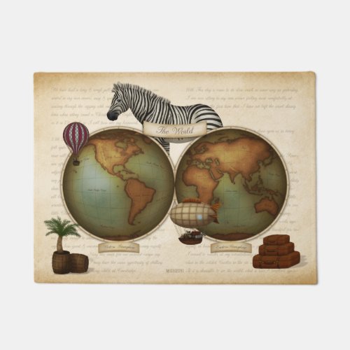 Neo_Victorian World Traveler Atlas Steampunk Map Doormat