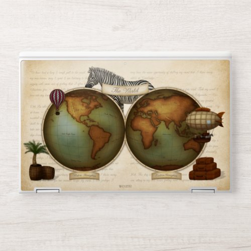 Neo_Victorian World Traveler Atlas Steampunk Map HP Laptop Skin