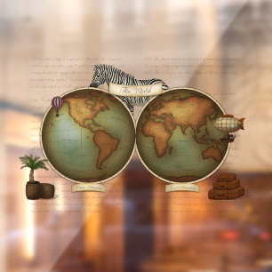 Neo-Victorian World Traveler's Atlas Window Decal