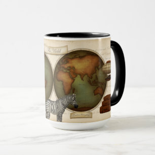 Neo-Victorian World Traveler's Illustrated Atlas Mug