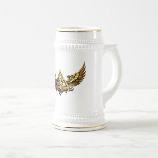 NeoAnkh | 3D Gold Eye of Horus & Winged Pyramid Beer Stein