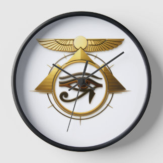 NeoAnkh 3D Golden Eye of Horus Winged Sun Disk Clock