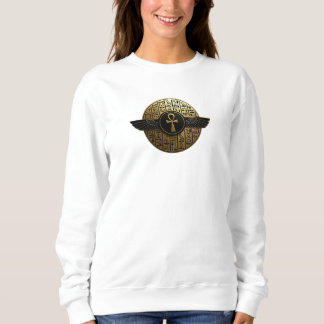 NeoAnkh 3D Golden Winged Ankh & Hieroglyphs Disk Sweatshirt