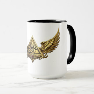 NeoAnkh Egyptian Eye of Horus Gold Winged Pyramid Mug