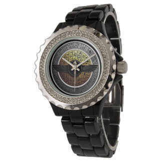 NeoAnkh Sacred Winged Ankh & Hieroglyphs Disk Watch
