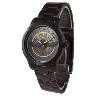 NeoAnkh Sacred Winged Ankh & Hieroglyphs Disk Watch
