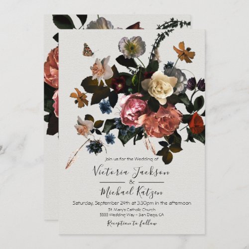 Neoclassical Floral light  Airy Wedding Invitation