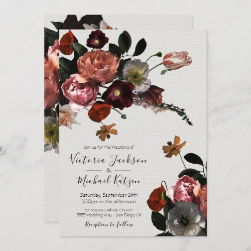 Neoclassical Floral light  airy Wedding Invitation