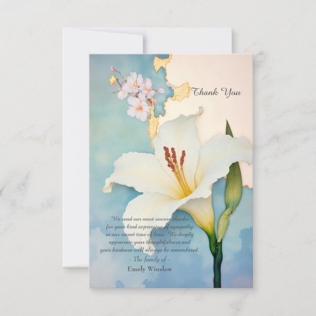 Neoclassical Floral Sympathy Thank You Card (Front)