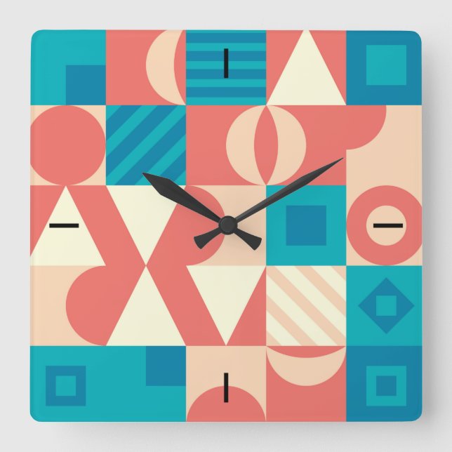NeoGeo pattern square wall clock (Front)