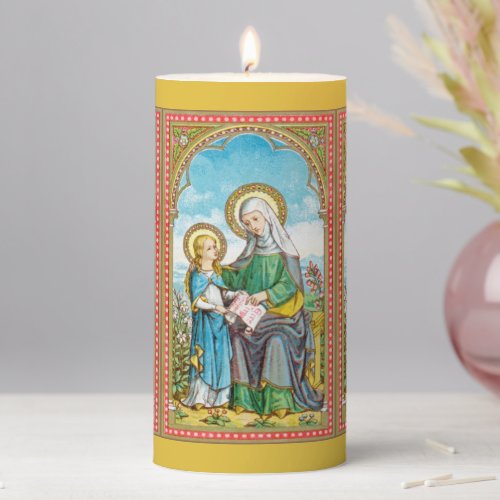 NeoGothic St Anne and Young Mary SAU 29 3x6 Pillar Candle