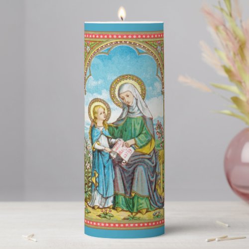 NeoGothic St Anne and Young Mary SAU 29 3x8 Pillar Candle