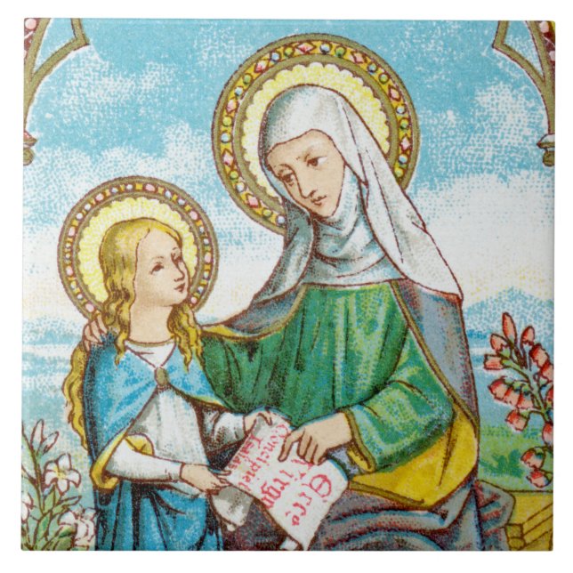 NeoGothic St. Anne and Young Mary (SAU 29) Ceramic Tile (Front)