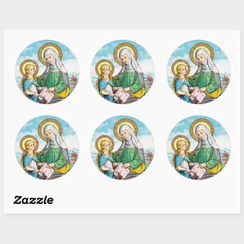 NeoGothic St Anne and Young Mary SAU 29 Classic Round Sticker