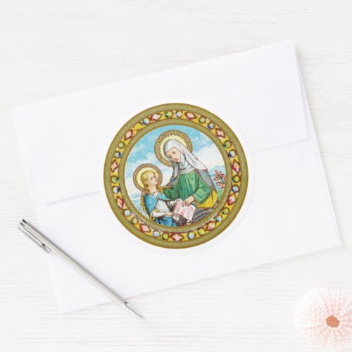 NeoGothic St Anne and Young Mary SAU 29 Classic Round Sticker