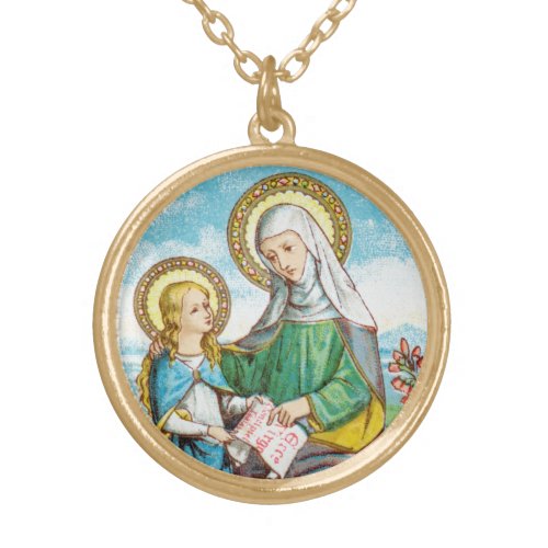 NeoGothic St Anne and Young Mary SAU 29 Gold Plated Necklace