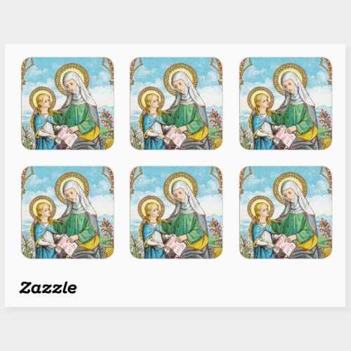 NeoGothic St Anne and Young Mary SAU 29 Square Sticker