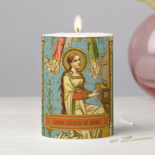 NeoGothic St Cecilia of Rome det BNG 02 3x4 Pillar Candle