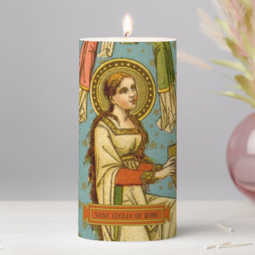 NeoGothic St Cecilia of Rome det BNG 02 3x6 Pillar Candle
