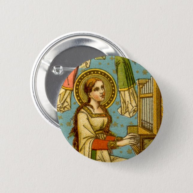 NeoGothic St. Cecilia of Rome (detail; BNG 02) Button (Front & Back)