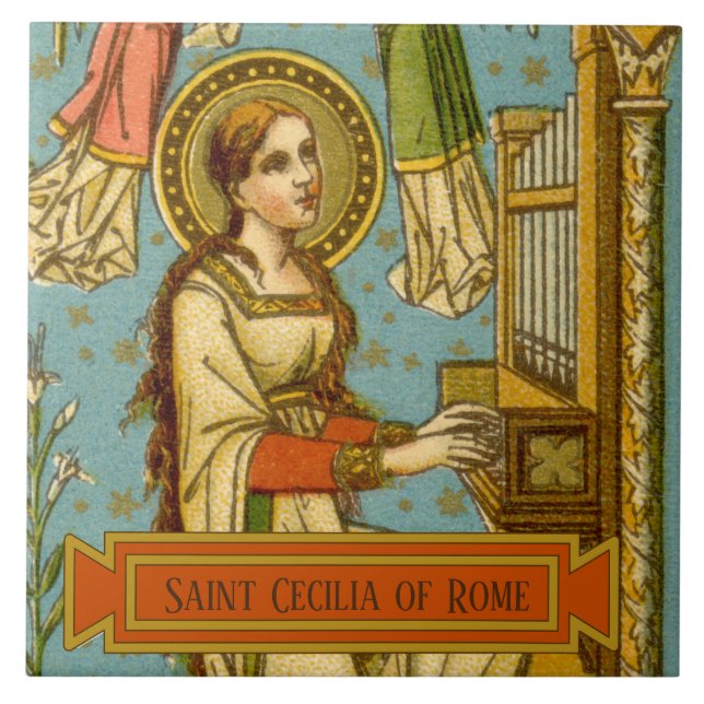 NeoGothic St. Cecilia of Rome (detail; BNG 02) Ceramic Tile (Front)