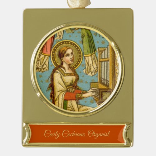 NeoGothic St Cecilia of Rome detail BNG 02 Gold Plated Banner Ornament