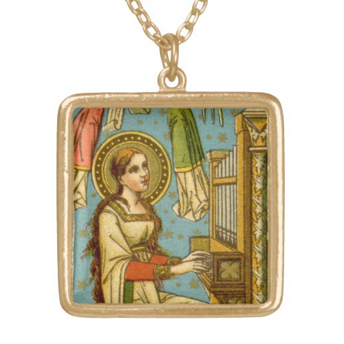 NeoGothic St Cecilia of Rome detail BNG 02 Gold Plated Necklace