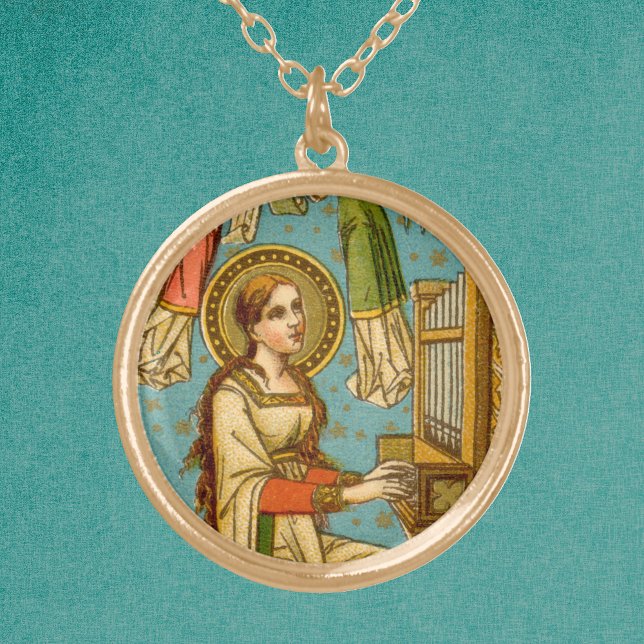NeoGothic St. Cecilia of Rome (detail; BNG 02) Gold Plated Necklace (Creator Uploaded)