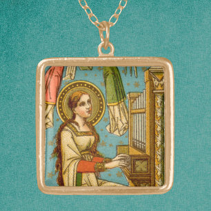 NeoGothic St. Cecilia of Rome (detail; BNG 02) Gold Plated Necklace