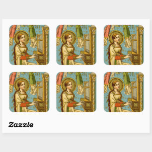 NeoGothic St. Cecilia of Rome (detail; BNG 02) Square Sticker