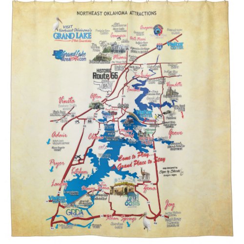 neok attractions map shower curtain