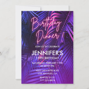 Neon 19th birthday invitations Tropical Dinner