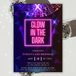 Neon 21st Birthday Glow In The Dark Party Invitation<br><div class="desc">Illuminate the excitement with our modern Glow in the Dark Birthday Party Invitation! Featuring a captivating pink neon sign boldly declaring "Glow in the Dark, " set against a backdrop of vibrant purple stage lights, this invitation promises an unforgettable celebration. Let's light up the night and make memories that shine!...</div>