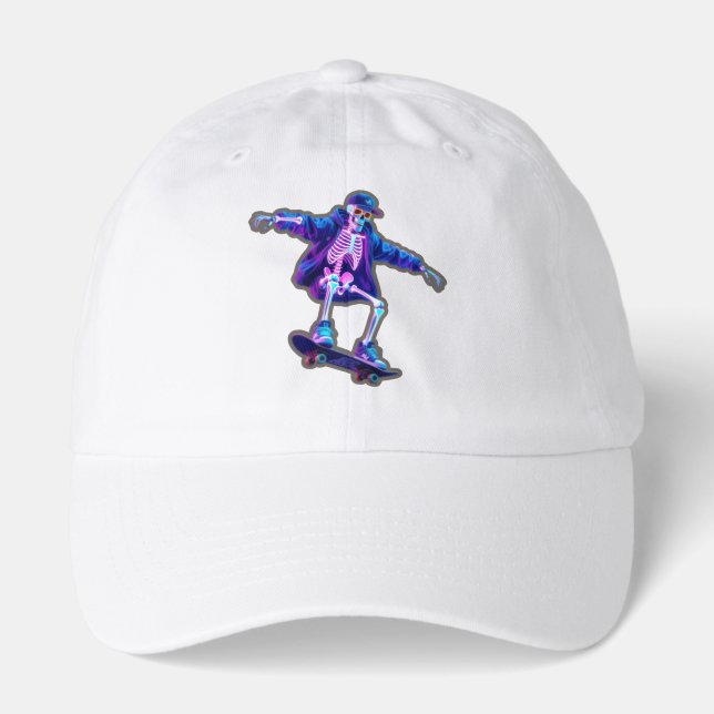 Neon 3D Skeleton Skateboarding – Funny Streetwear  Hat (Front)