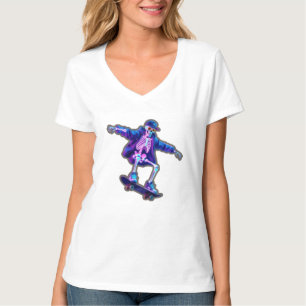 Neon 3D Skeleton Skateboarding – Funny Streetwear  T-Shirt