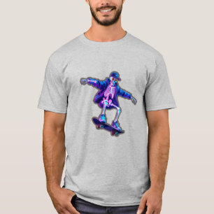 Neon 3D Skeleton Skateboarding – Funny Streetwear  T-Shirt