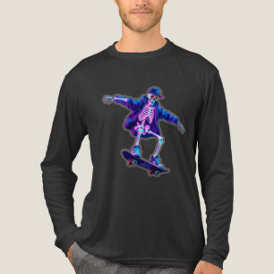 Neon 3D Skeleton Skateboarding – Funny Streetwear  Tri-Blend Shirt