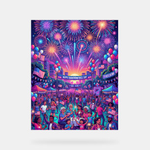 Neon 4th of July Independence Day Celebration Acrylic Sign
